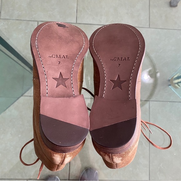 The GREAT. Womens The boxcar boots - brown - sz 7 - distressed - lace ups - Picture 4 of 15